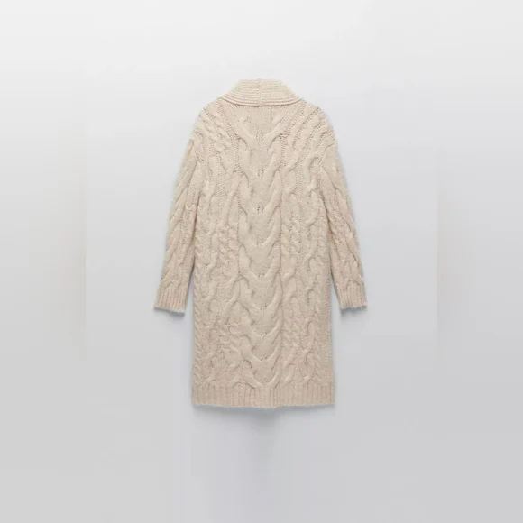 Zara chunky knit cardigan coat - Picture 6 of 12